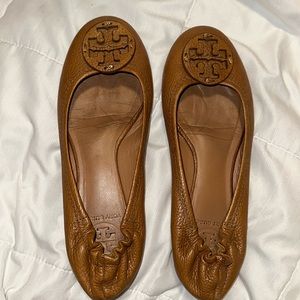 Tory Burch Minnie Leather Logo Travel Ballerina Flats
